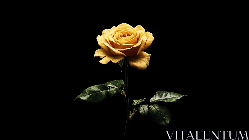 Golden rose specimen with dark atmospheric backdrop