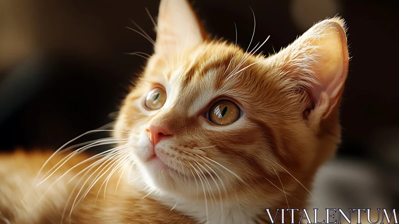 Ginger-and-white domestic feline with striking amber ocular features