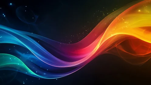 Prismatic light waves curve across deep cosmic gradient field.