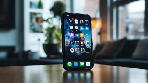 Apple iPhone Pro Display with Customized Home Screen Layout and Dock Arrangement