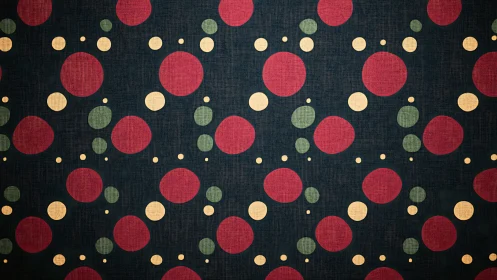 Polka dot pattern arranges colored circles on dark fabric