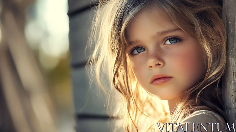 Golden Hour Portrait of Thoughtful Young Girl