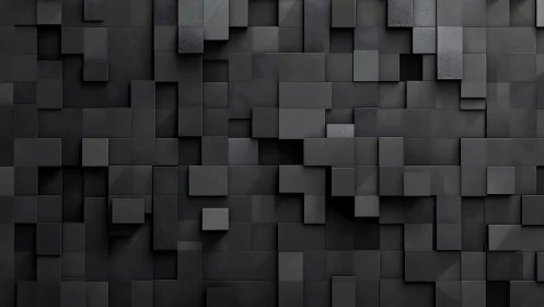 Dark geometric cubes forming layered abstract grid wall.
