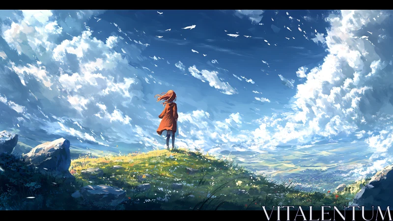 Wind-tossed dreamer listens closely to the singing sky