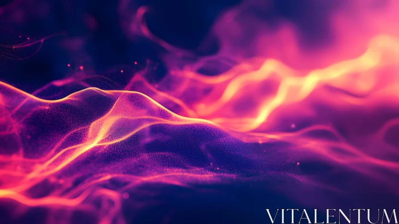 Vibrant Abstract Landscape with Neon Waves in Digital Art Style.