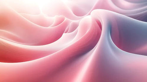 Volumetric gradient folds in soft pink and white abstraction