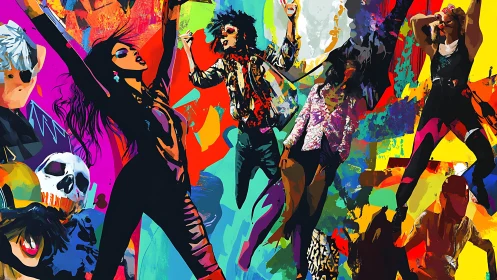 Electric dance floor energy bursts in bold neon colors.