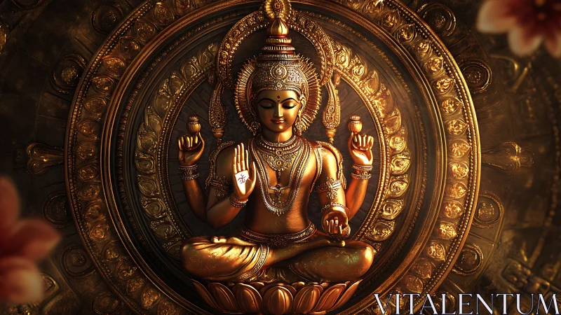 Golden lotus serenity with radiant sacred mandala glow.