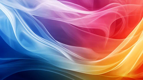 Soft ribbons of color drift across a glowing abstract sky