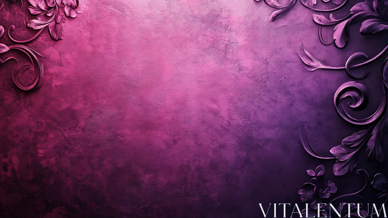 Ornamental Baroque Flourishes on Magenta Gradient Textured Wall