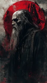 Blood-red halo crowns the battle-scarred elder warlock