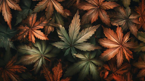 Autumn maple foliage in cinematic warm-cool color harmony.
