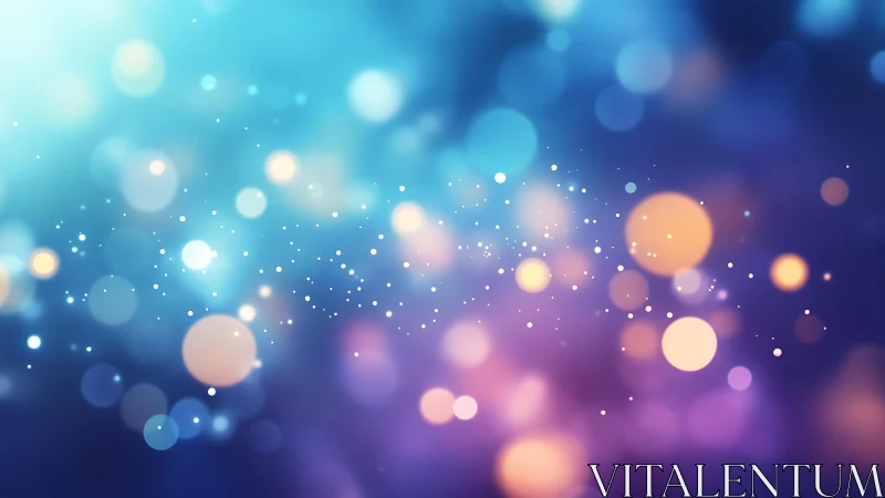 Colorful bokeh lights on blue and purple abstract background.