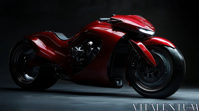 Scarlet futurebike prowls the shadows in liquid chrome skin.