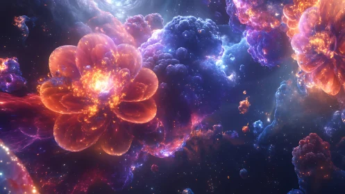 Cosmic nebula blossoms render stellar clouds as radiant petals