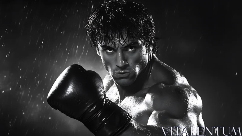 Monsoon Warrior: Wet Knuckles in Grayscale Drama.