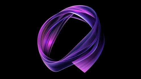 Looped purple light ribbon on black digital background.