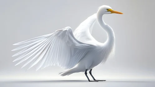 Elegant White Egret in Graceful Repose
