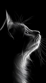 Whiskers in the Darkness: A Cat's Serene Profile.