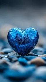 Deep Blue Crystalline Heart with Embedded Mineral Matrix