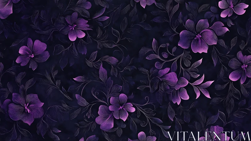 Violet blossoms drift like quiet constellations in velvet night