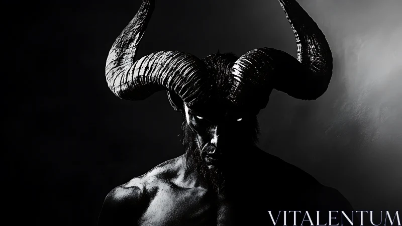Horned humanoid silhouette rendered in harsh side lighting