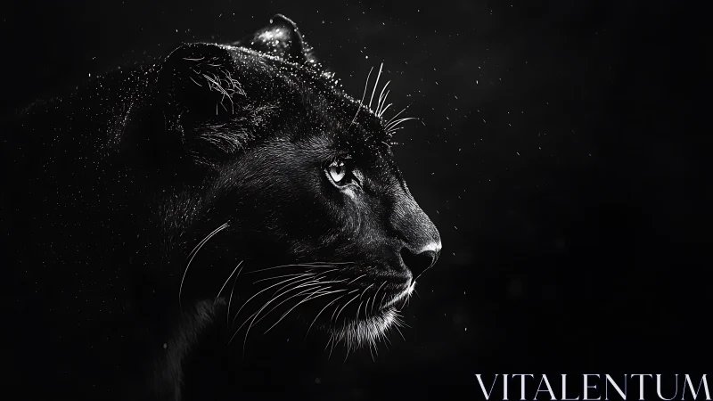 Photorealistic Monochromatic Lion Profile with High Contrast Lighting