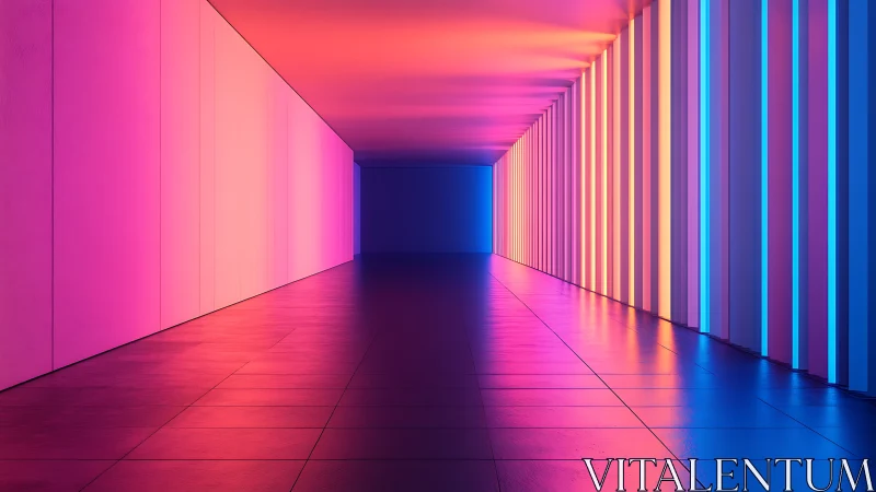 Neon corridor extends into a glowing futuristic horizon.