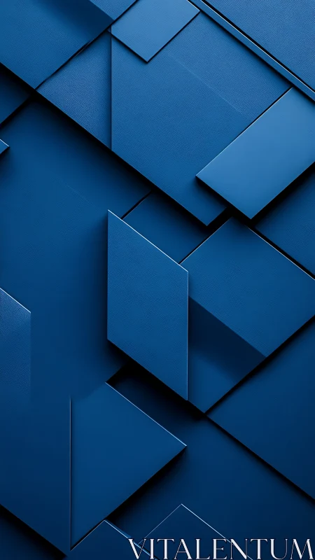 Layered blue geometry with calm, modern depth.