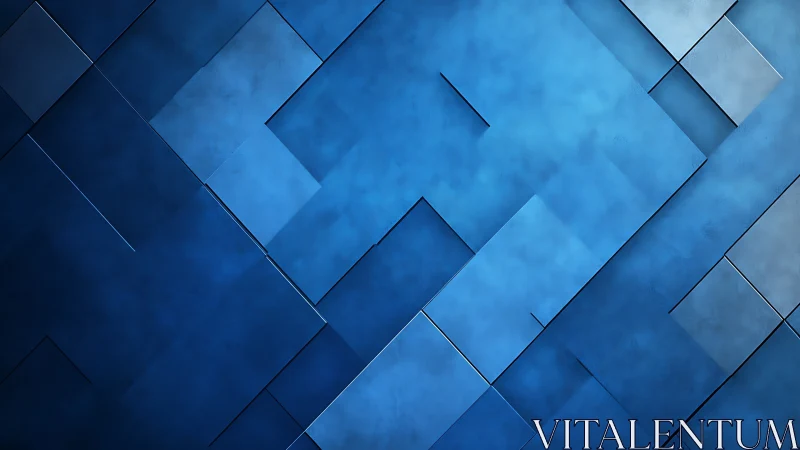 Layered blue geometric panels create a calm abstract depth