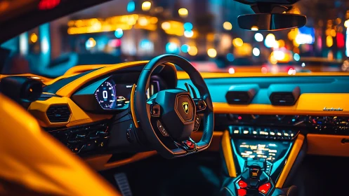 Neon-lit supercar cockpit showcases futuristic dashboard ergonomics