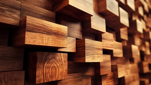 Parametric timber diffuser array with volumetric depth mapping.