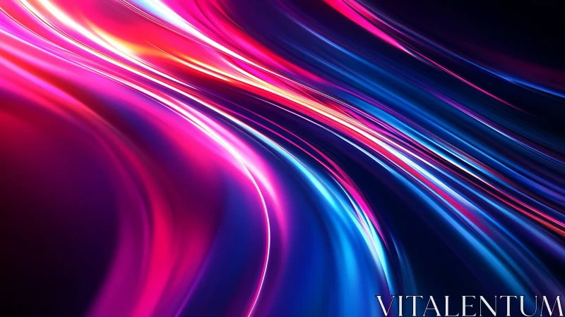 Curved neon light streaks flow across dark gradient background