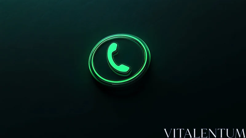 Glowing neon phone icon floats on dark tech surface.