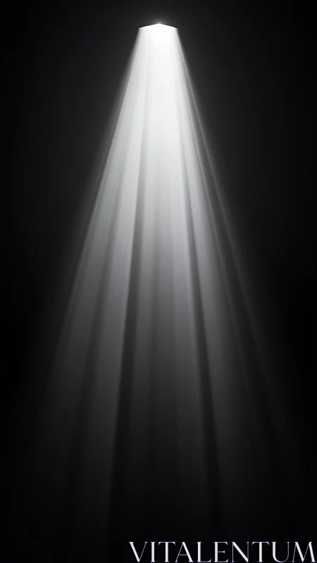 Minimalist spotlight beam in dark negative space composition.
