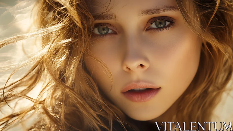 Close-up portrait focuses on a young woman’s neutral face