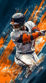 Digital illustration of baseball batter with abstract streaks.
