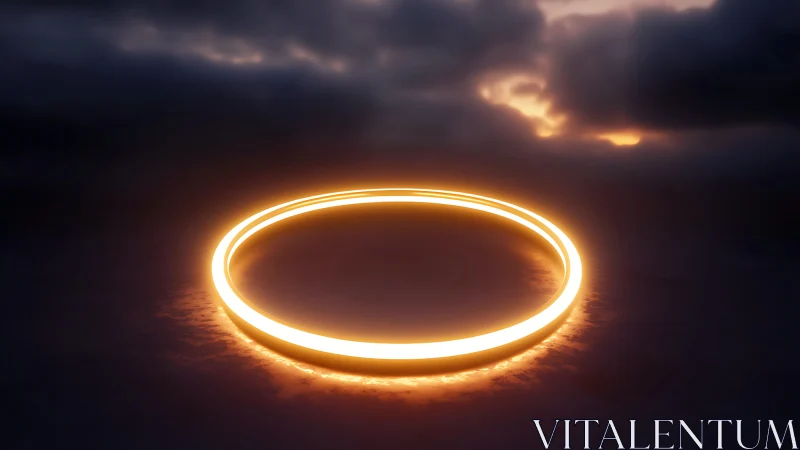 Luminous Horizon Ring in Minimal Nocturnal Landscape Composition.