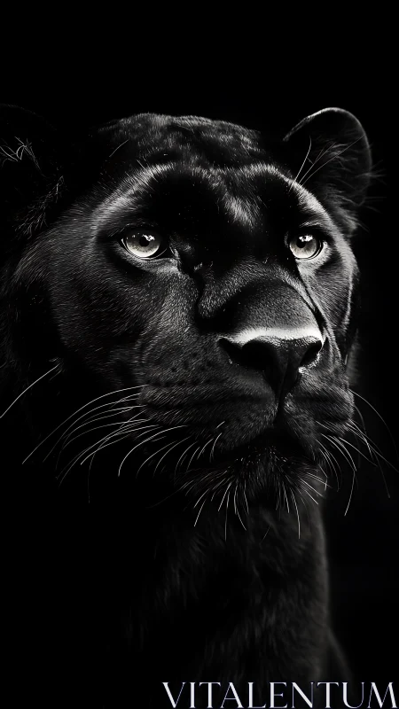 Black Panther Portrait Against Dark Background