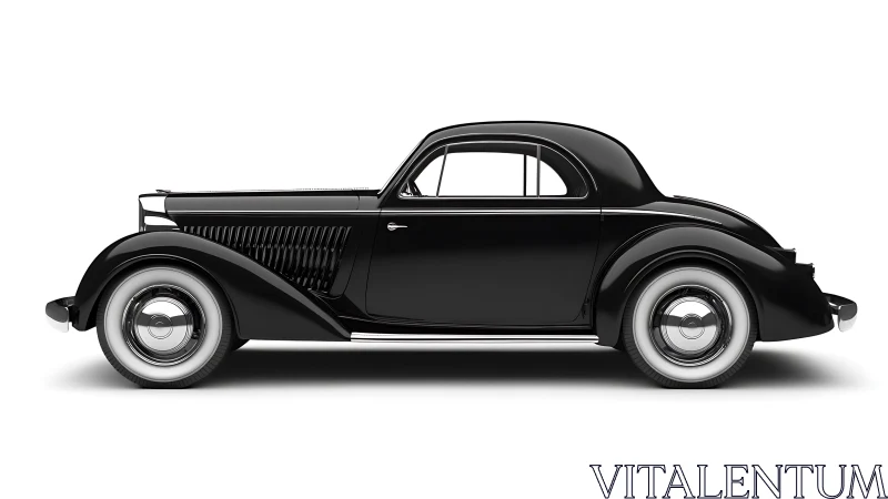Elegant black vintage coupe displayed in crisp profile view.