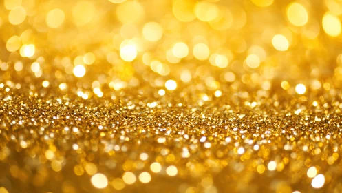 Golden glitter bokeh field glows under soft studio light.