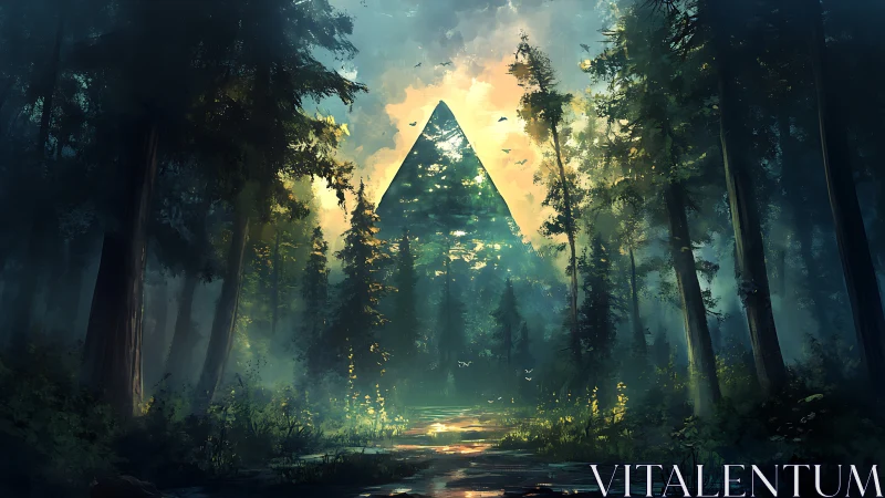 Geometric Light Structure Within Dense Forest Setting