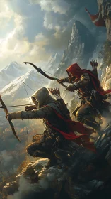 Hooded archers track enemies along a perilous mountain ridge.