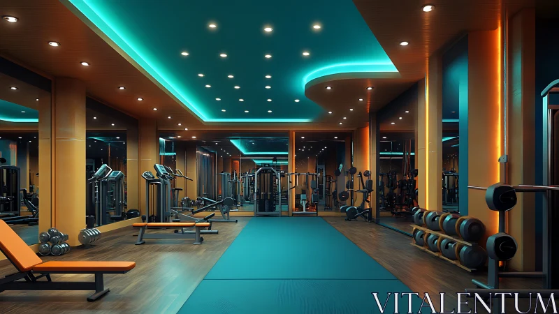 Neon-lit luxury gym sanctuary glowing with futuristic power.