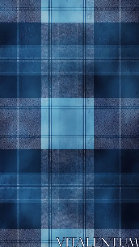 Blue tartan plaid pattern with layered translucent stripes.
