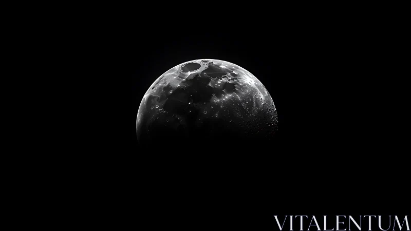 Gentle half-moon rising quietly from a velvet black sky.