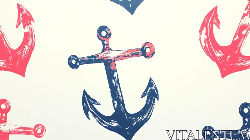 Grunge-styled nautical anchor pattern uses flat vector silhouettes