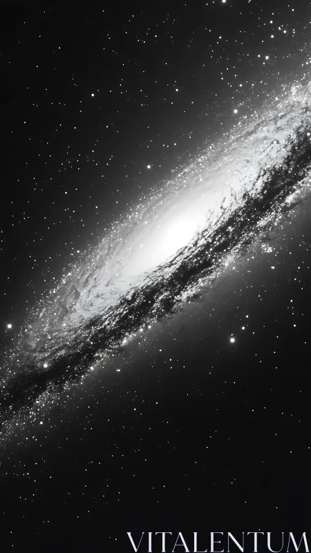 Spiral galaxy leans into darkness like a cosmic breaking wave