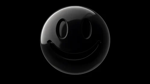 Midnight chrome smiley orb glows softly in the dark.