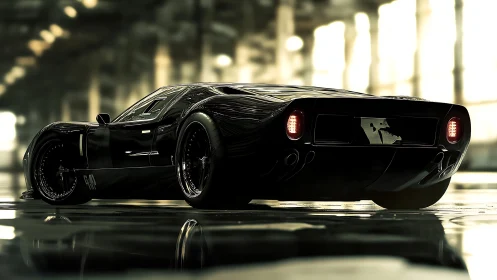 Midnight muscle machine gliding through liquid light.